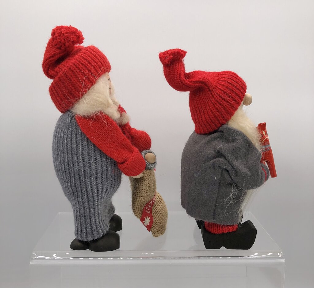 2 Original Ljungströms of Sweden Tomte Elfin/ Santa Figures w/ Horse & Baby Tomte /b