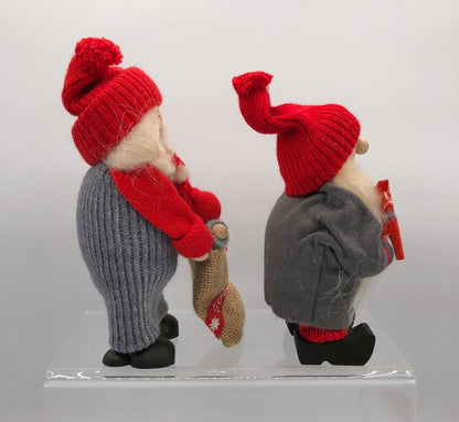 2 Original Ljungströms of Sweden Tomte Elfin/ Santa Figures w/ Horse & Baby Tomte /b