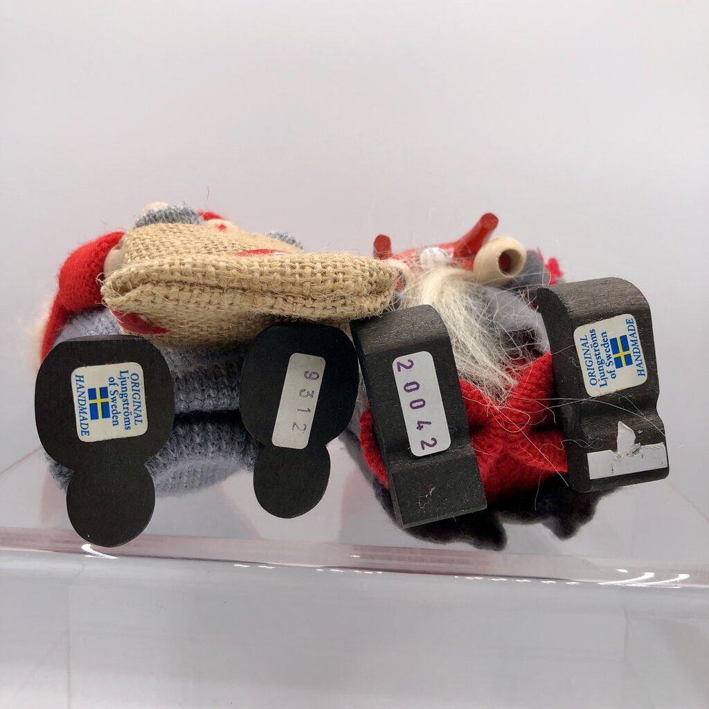 2 Original Ljungströms of Sweden Tomte Elfin/ Santa Figures w/ Horse & Baby Tomte /b