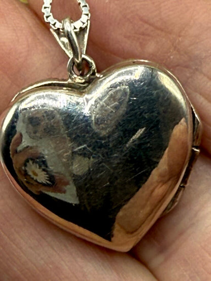 Sterling Silver Box 24” Chain Necklace Marcasite Garnet Heart Locket /ro