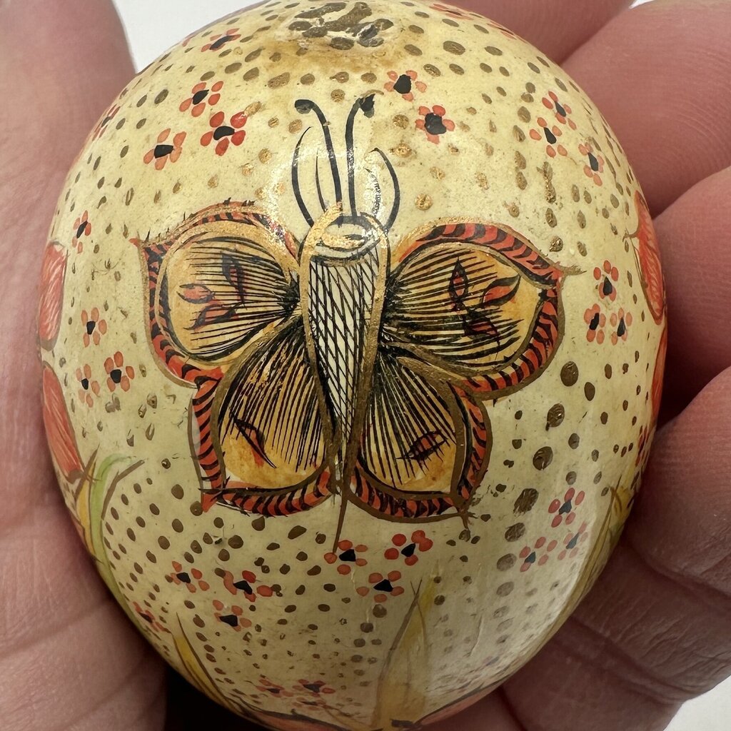 Set Of 3 Vintage Hand Painted Wooden Easter Eggs Eastern European Folk Art /cb
