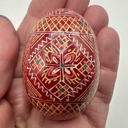 Set Of 3 Vintage Hand Painted Wooden Easter Eggs Eastern European Folk Art /cb