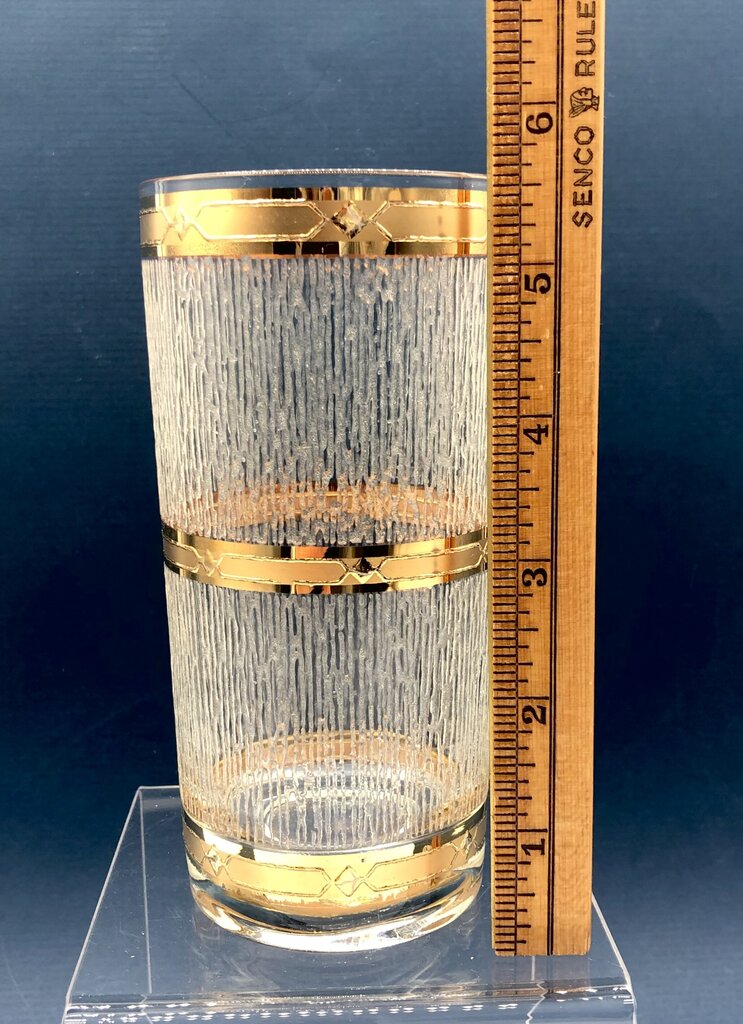 6 MCM Culver ICICLE 22K Gold Band High Ball Glass Set /b