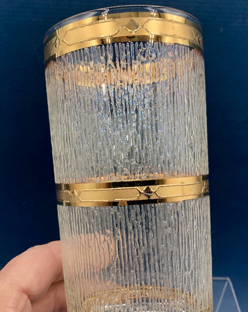 6 MCM Culver ICICLE 22K Gold Band High Ball Glass Set /b