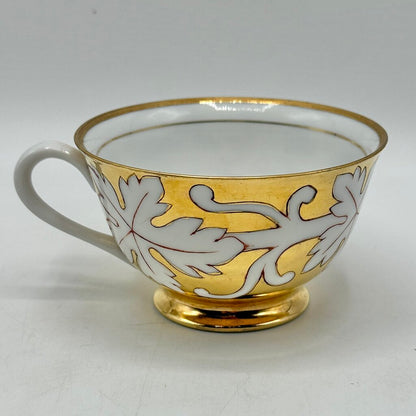 1950s Hand Painted Japanese Gold Leaf Tea Cup & Saucer Set Marked NW-C108