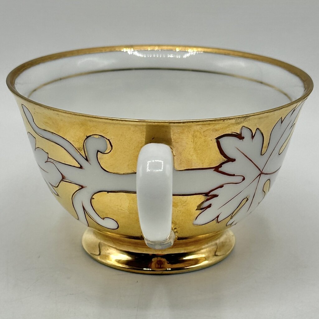 1950s Hand Painted Japanese Gold Leaf Tea Cup & Saucer Set Marked NW-C108