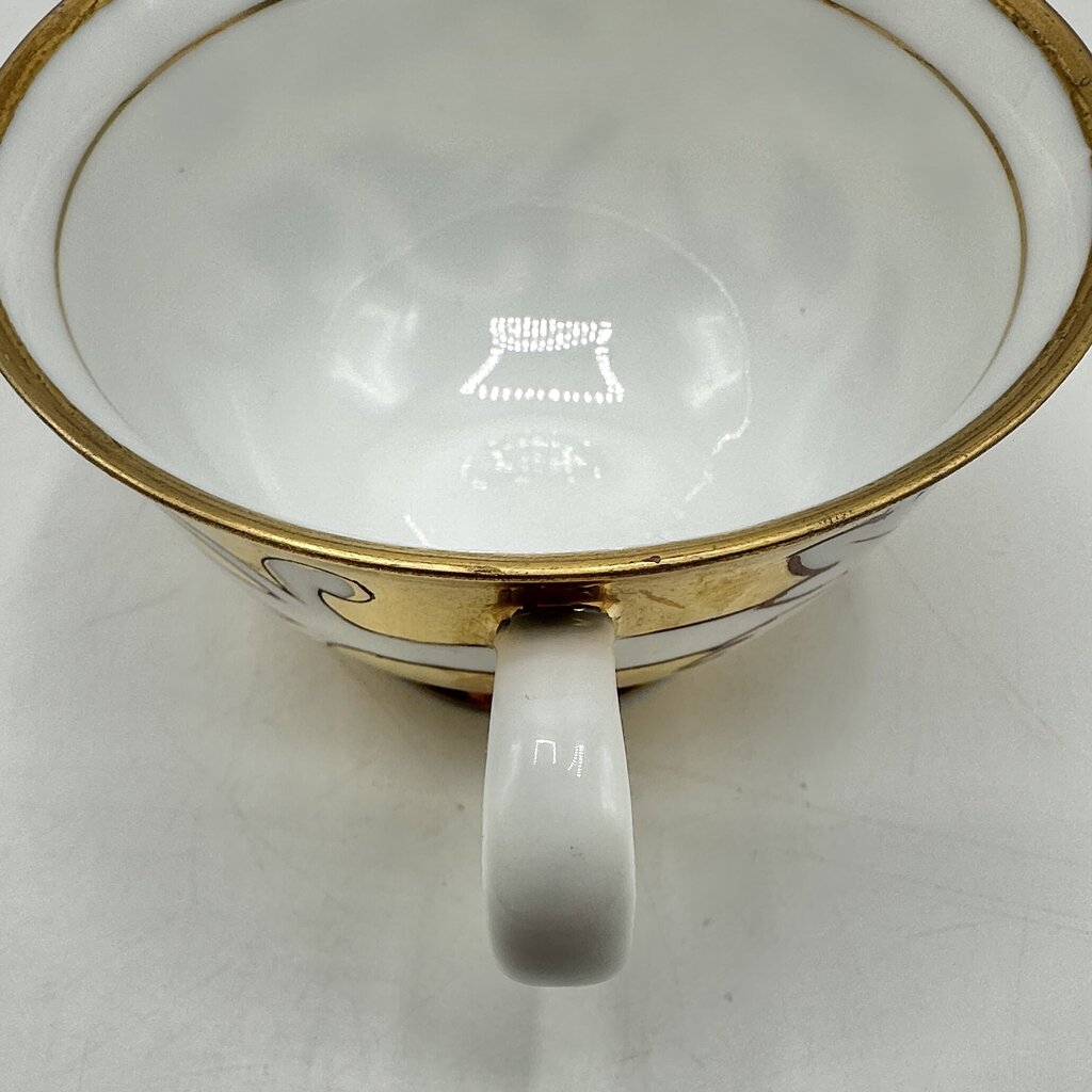 1950s Hand Painted Japanese Gold Leaf Tea Cup & Saucer Set Marked NW-C108