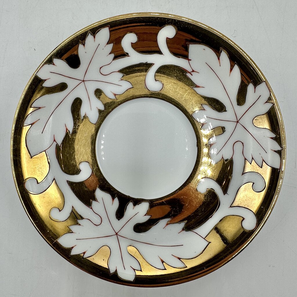 1950s Hand Painted Japanese Gold Leaf Tea Cup & Saucer Set Marked NW-C108