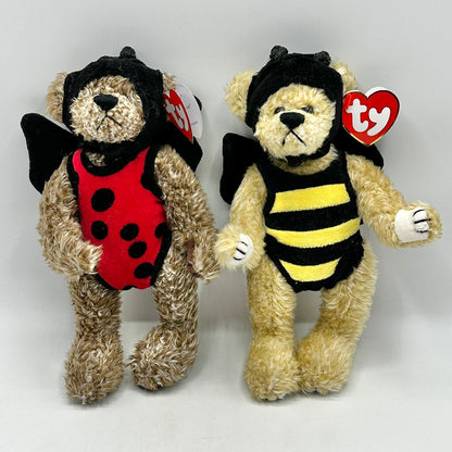 Vintage Ty The Attic Treasure Collection Beezee Bee & Bugsy Ladybug 8” Collectible Plush Bears /cb