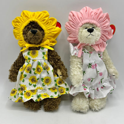 Vintage Ty The Attic Treasure Collection Susannah Sunflower & Rosalie Rose 8” Plush Collectible Bears /cb