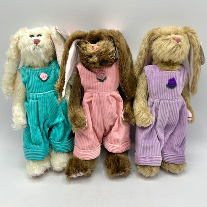 Vintage Ty The Attic Treasure Collection Ivy, Iris & Rose 8” Collectible Plush Bunnies /cb