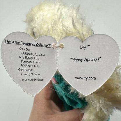 Vintage Ty The Attic Treasure Collection Ivy, Iris & Rose 8” Collectible Plush Bunnies /cb