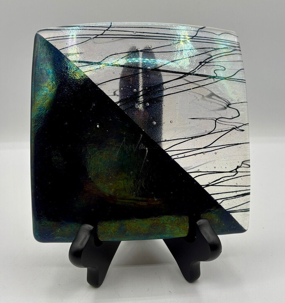 Kurt McVay Iridescent Fused Art Glass Plate Signed /j