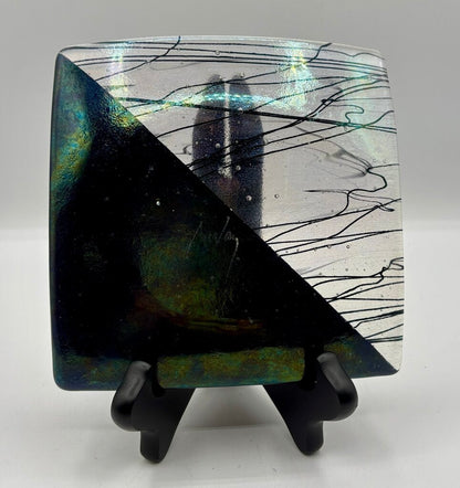 Kurt McVay Iridescent Fused Art Glass Plate Signed /j