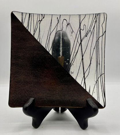 Kurt McVay Iridescent Fused Art Glass Plate Signed /j