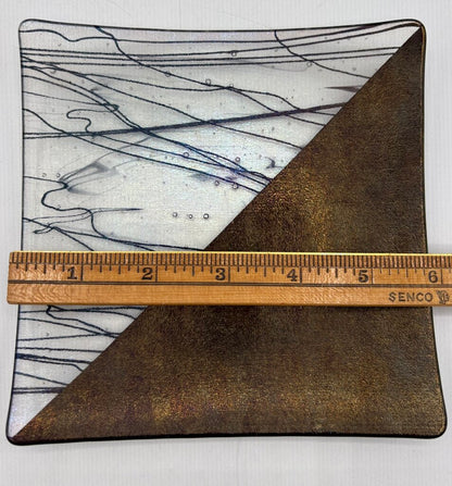 Kurt McVay Iridescent Fused Art Glass Plate Signed /j