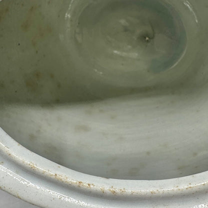 Antique Edge, Malkin & Co Blue Floral Transferware Semi Porcelain Covered Sugar Bowl England Victorian /cb