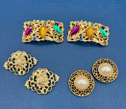 Set of 3 Pair Shoe Clips Gold /j