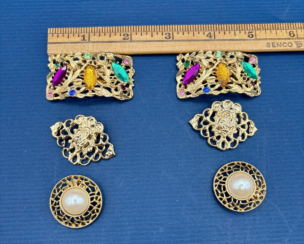 Set of 3 Pair Shoe Clips Gold /j