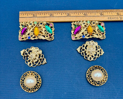 Set of 3 Pair Shoe Clips Gold /j