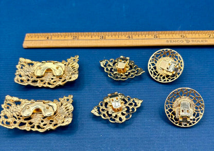 Set of 3 Pair Shoe Clips Gold /j