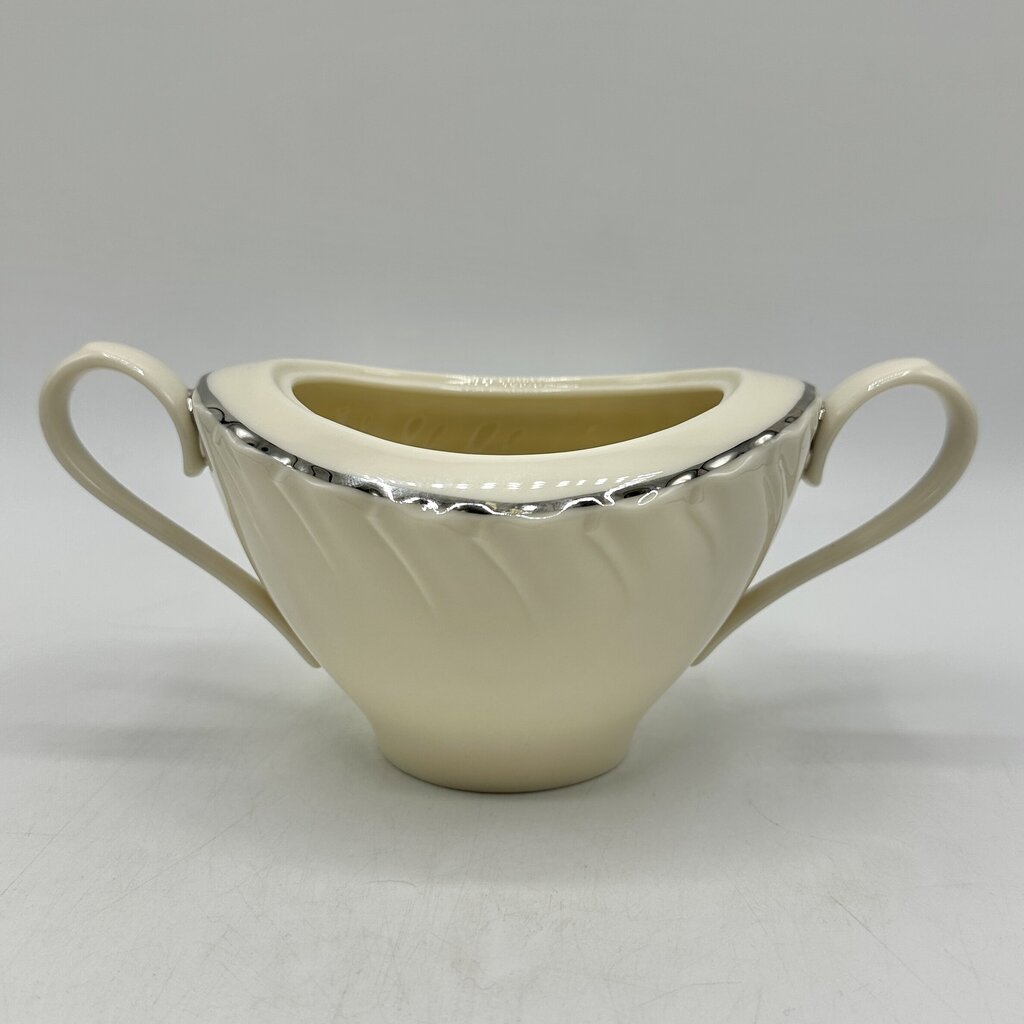 Vintage Weatherly By Lenox Bone China Covered Sugar Bowl w/ Platinum Trim USA /cb
