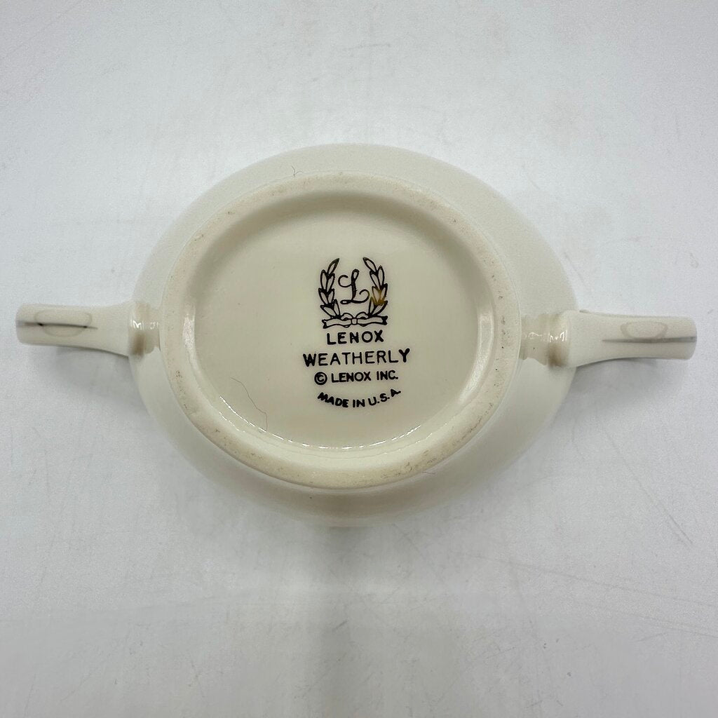 Vintage Weatherly By Lenox Bone China Covered Sugar Bowl w/ Platinum Trim USA /cb