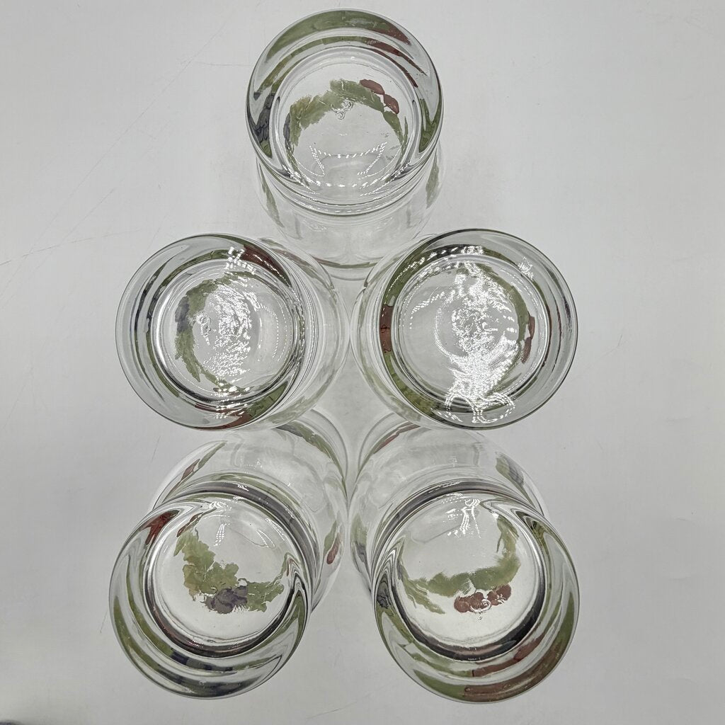 Set Of 5 Pfalzgraff Jamberry Cooler Glasses 16oz Grapes & Cherries /cb