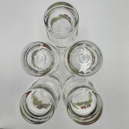 Set Of 5 Pfalzgraff Jamberry Cooler Glasses 16oz Grapes & Cherries /cb