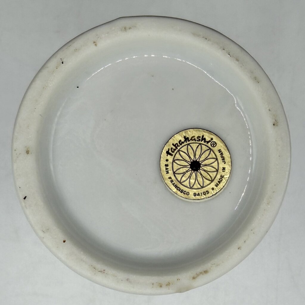 Vintage Takahashi San Francisco Blue & White Floral 6 1/2” Bud Vase /cb