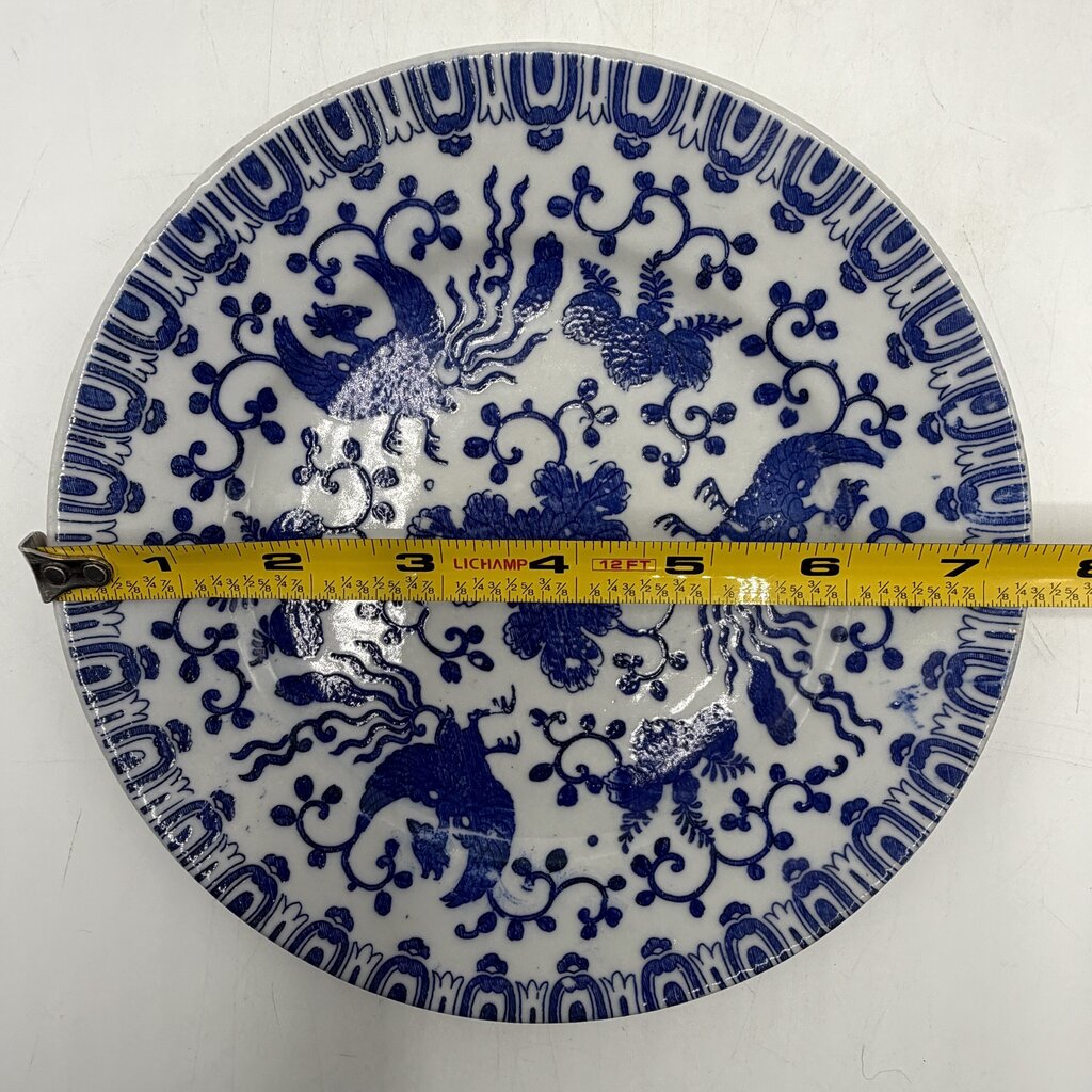Set of 2 Vintage Flying Phoenix Blue & White Japanese Porcelain 7 1/2” Salad Plates /cb