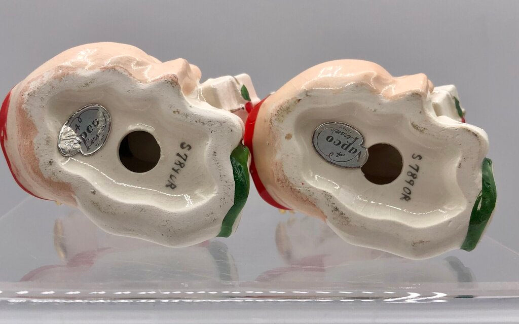 Vtg Pair Napco Baby Christmas Angels w/ Spaghetti Trim /b