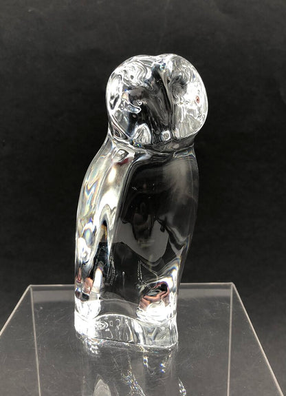 Vintage Baccarat Crystal Owl Paperweight Figurine /b