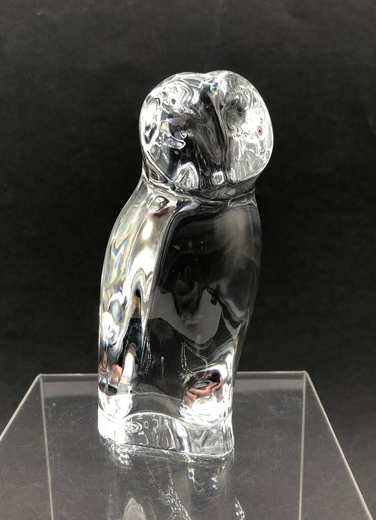 Vintage Baccarat Crystal Owl Paperweight Figurine /b