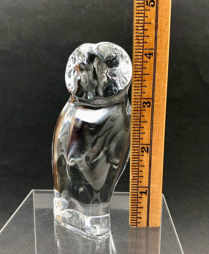 Vintage Baccarat Crystal Owl Paperweight Figurine /b