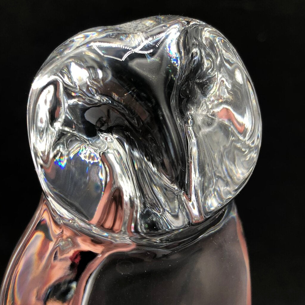 Vintage Baccarat Crystal Owl Paperweight Figurine /b