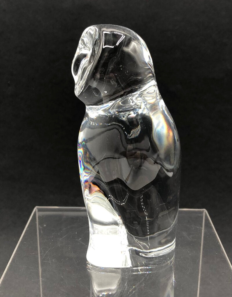 Vintage Baccarat Crystal Owl Paperweight Figurine /b