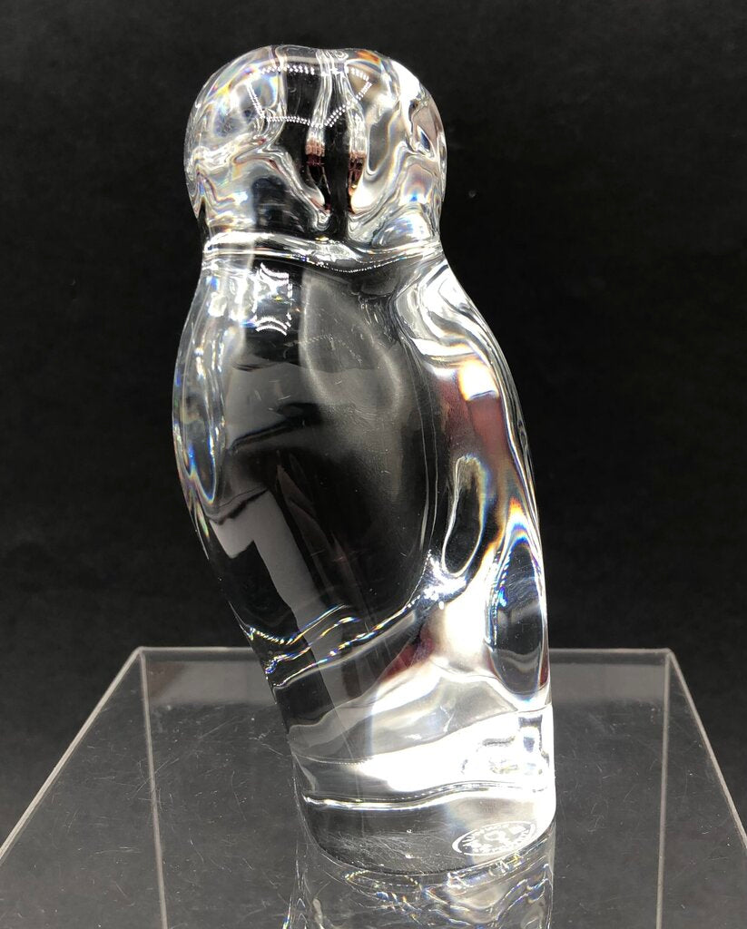 Vintage Baccarat Crystal Owl Paperweight Figurine /b