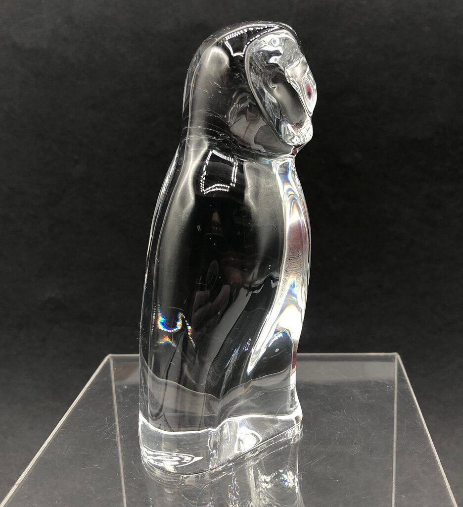 Vintage Baccarat Crystal Owl Paperweight Figurine /b