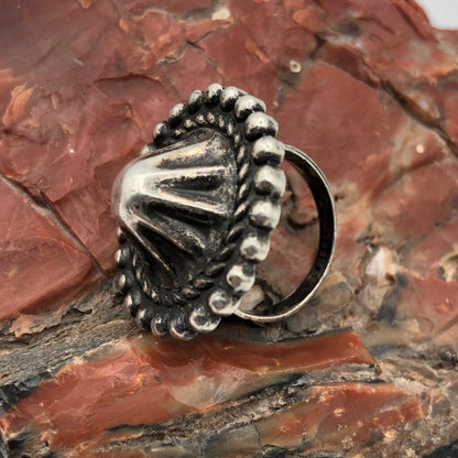 Vintage Stanford Native AmericanSterling Silver Domed Button Ring1920s-1950s /b
