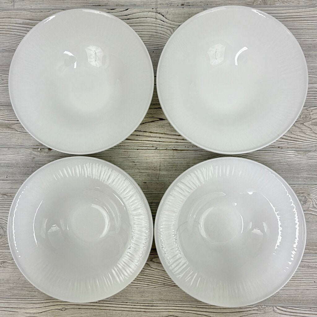 Set Of 4 Fortessa Large 12” Individual Pasta Bowls White Bone China /cb