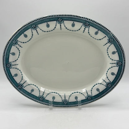 Antique Early 20th Century Wood And Sons VENICE Aqua 14” Oval Serving Platter /cb