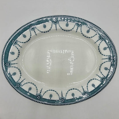 Antique Early 20th Century Wood And Sons VENICE Aqua 14” Oval Serving Platter /cb