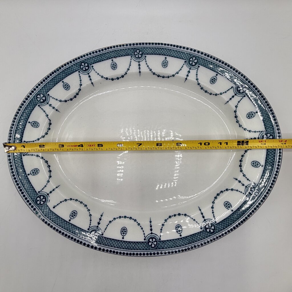 Antique Early 20th Century Wood And Sons VENICE Aqua 14” Oval Serving Platter /cb