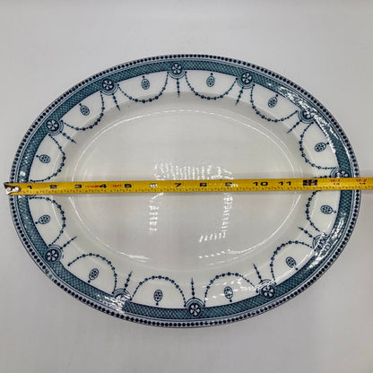 Antique Early 20th Century Wood And Sons VENICE Aqua 14” Oval Serving Platter /cb