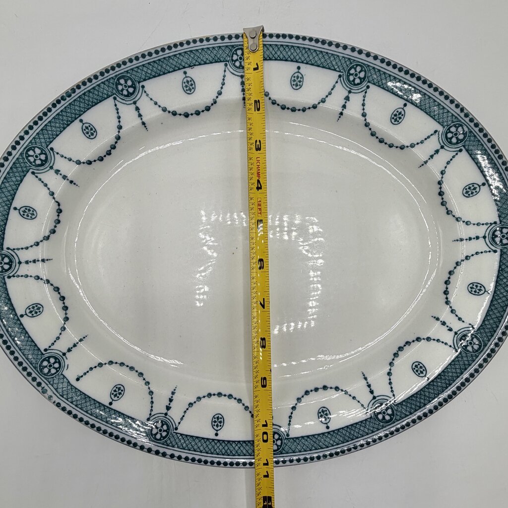 Antique Early 20th Century Wood And Sons VENICE Aqua 14” Oval Serving Platter /cb