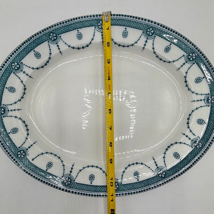 Antique Early 20th Century Wood And Sons VENICE Aqua 14” Oval Serving Platter /cb