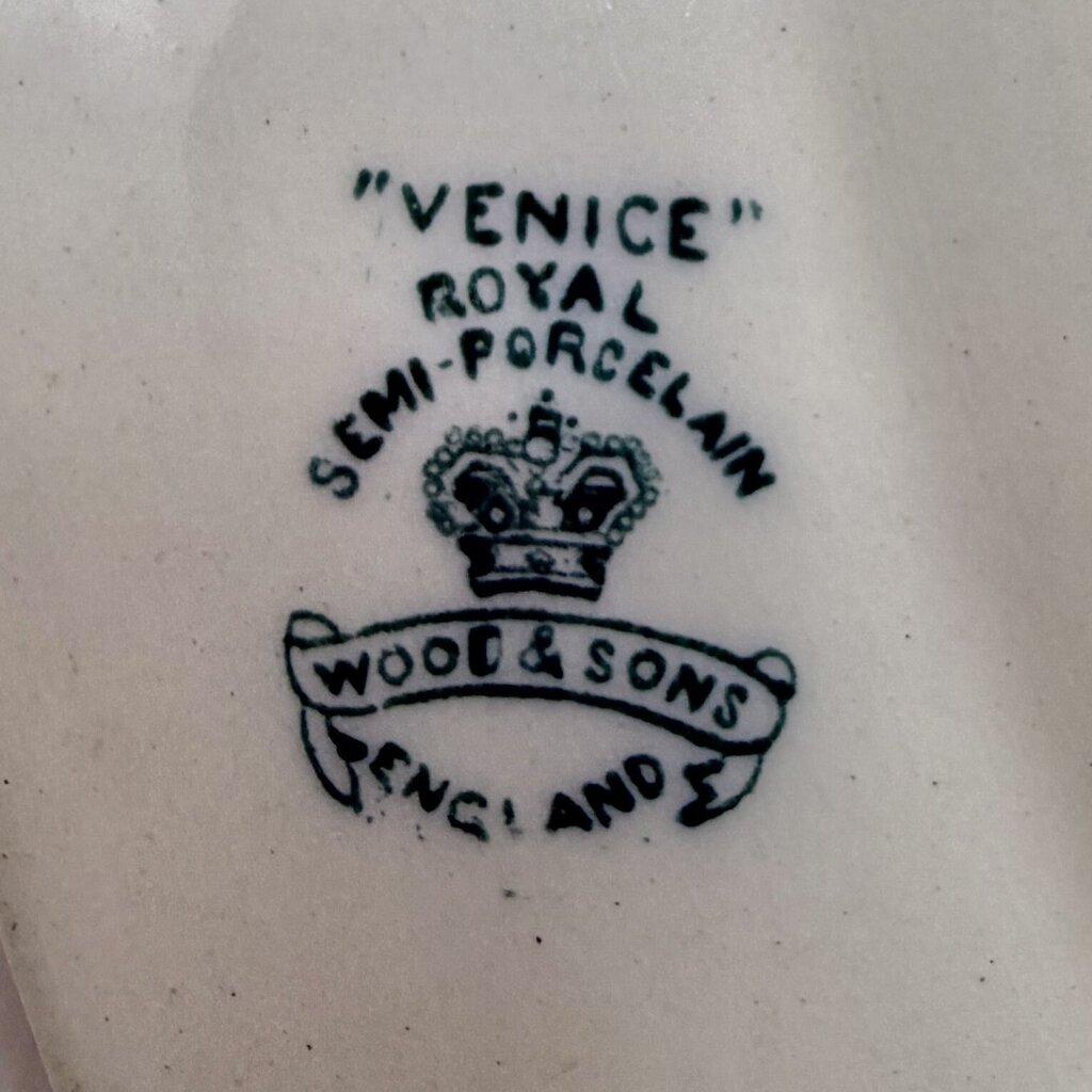 Antique Early 20th Century Wood And Sons VENICE Aqua 14” Oval Serving Platter /cb