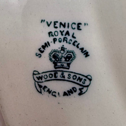 Antique Early 20th Century Wood And Sons VENICE Aqua 14” Oval Serving Platter /cb