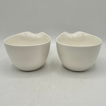 Set Of 2 DEAGOURMET Ninfea Classico Cappuccino Cups & Saucers Fine White Porcelain Made In Italy /cb